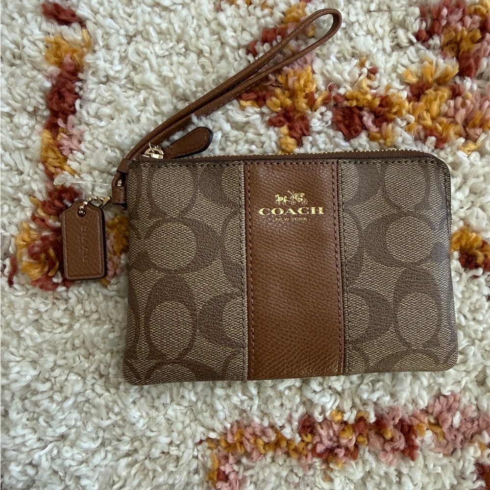 Coach Signature Brown Wristlet